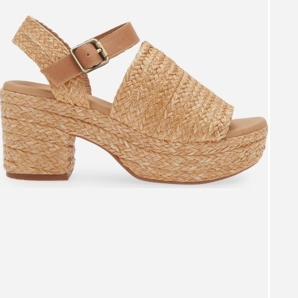 Chocolat Blu Tan Platform Sandals with Woven Design